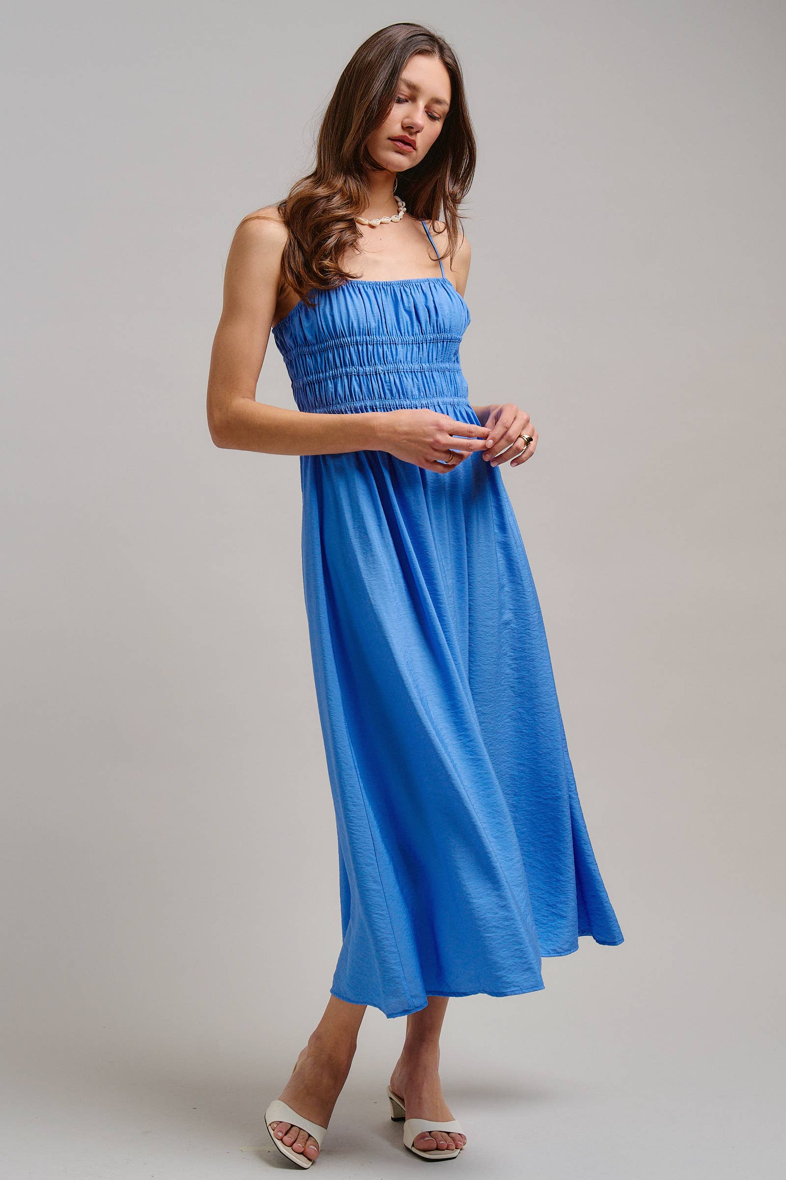 Urban Daizy Smocked Bodice Midi Dress Black Dress - Women's (TNDR1639-Black) – alternate view 4