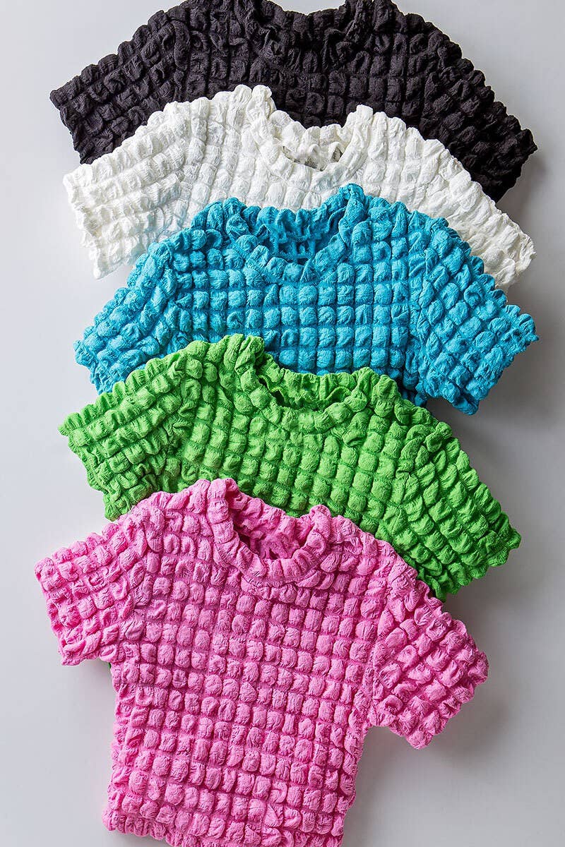 Bubble Popcorn Textured Crop Top