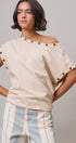 Grommet Trim Washed Cotton Boat Neck Top in CHALK - Women's T-Shirts & Polos | Urban Daizy