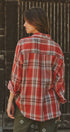 Oversized Plaid Cotton Button-Down Shirt in RUST - Women's Shirts & Blouses | Urban Daizy