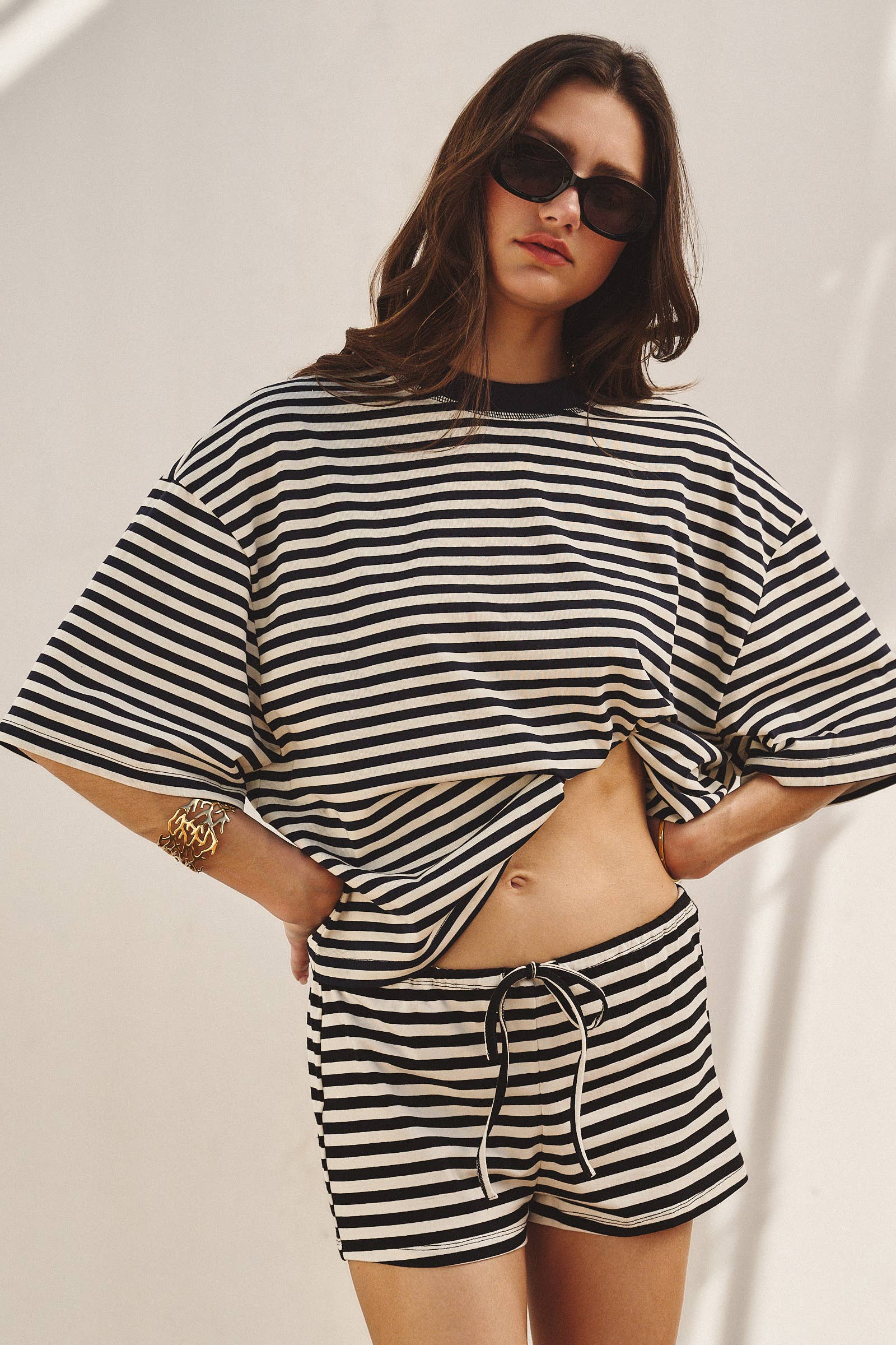 Coastal Striped Drawstring Lounge Shorts
