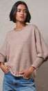 Dolman Sleeve Knit Top Boat Neck Boho Slouchy Sweater in MOCHA - Women's Sweaters | Urban Daizy