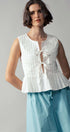 Urban Daizy Pleated Bow Front White Top Ivory Blouse - Women's (UDZ-DR-00389) – alternate view 18