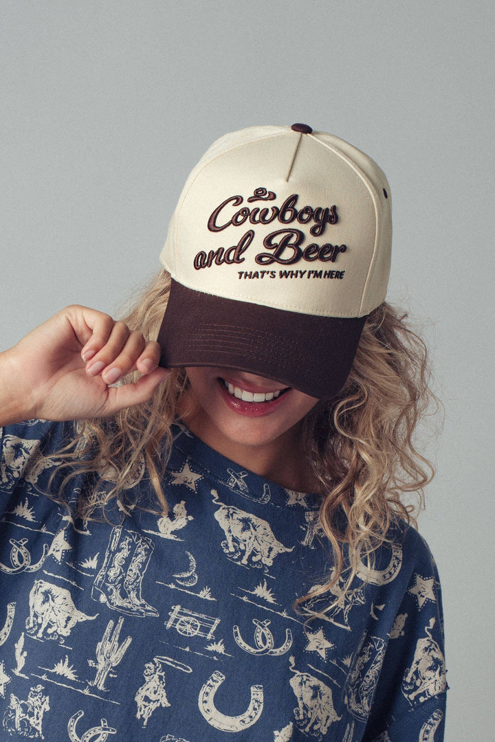 Cowboys and Beer Embroidered Trucker Cap | wholesale trucker hat - women's | Urban Daizy