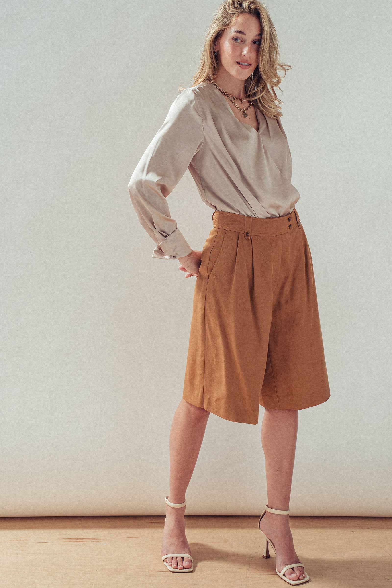 Pleated Wide Leg Lyocell Culottes
