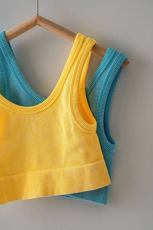 Urban Daizy Mineral Wash Ribbed Scoop Neck Crop Tank Top Black Tank Top - Women's (UDZ-TP-00275) – alternate view 16