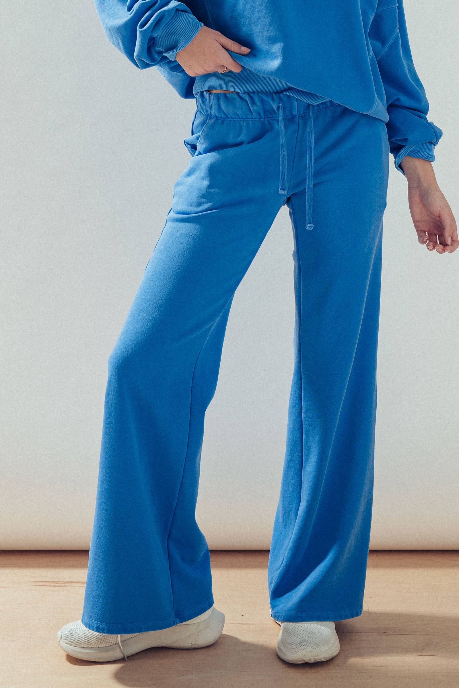 Cotton Wide Leg Drawstring Lounge Pants