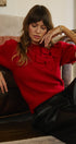 Bow Detail Puff Sleeve Ribbed Knit Sweater in RED - Women's Sweaters | Urban Daizy