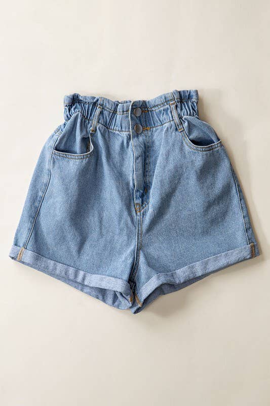 Urban Daizy Vintage High Waist Rolled Hem Denim Shorts Blue Shorts - Women's (UDZ-PT-00033)