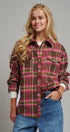 Oversized Plaid Button-Up Flannel Shirt w Pockets in BROWN MULTI - Women's Shirts & Blouses | Urban Daizy