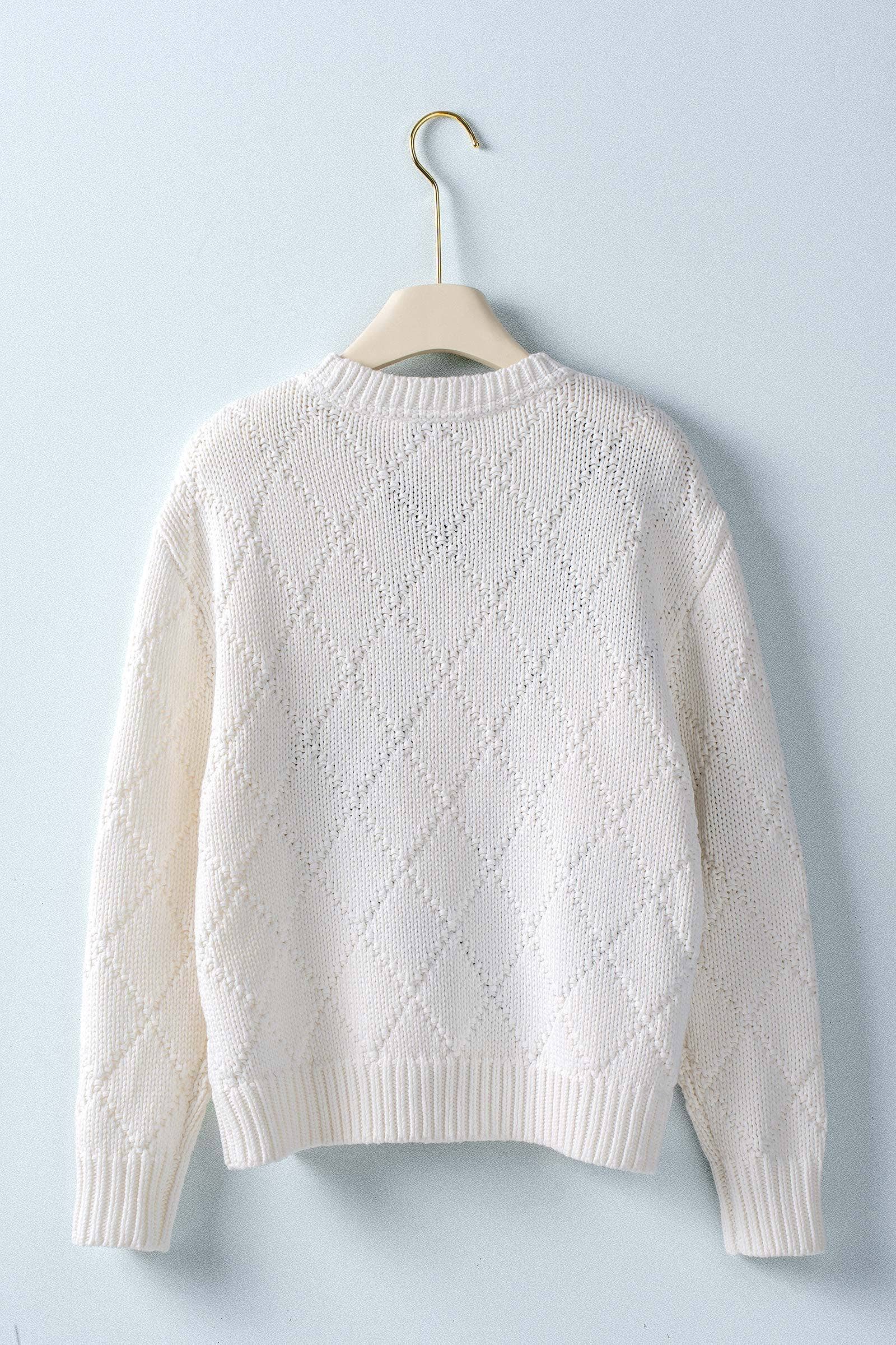 Urban Daizy Nautical Anchor Intarsia Textured Knit Sweater Ivory Knit Sweater - Women's (UDSW0346-Ivory) – alternate view 9