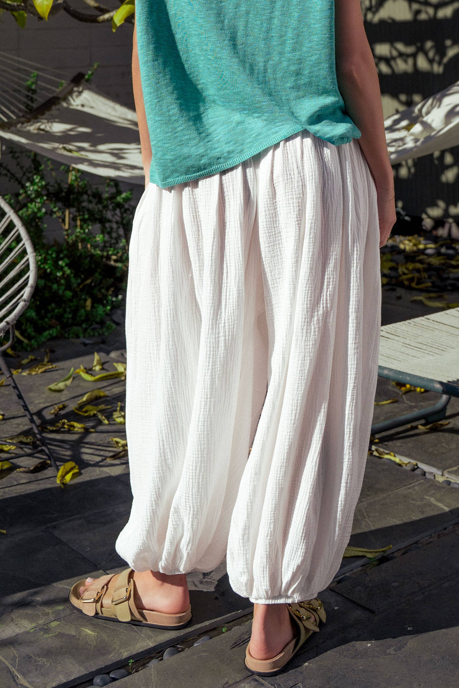 Urban Daizy Crinkle Balloon Pants Drawstring Olive Pants - Women's (UDZ-PT-00476) – alternate view 18