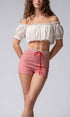 Urban Daizy Gingham Scallop Trim Shorts Brown Shorts - Women's (UDZ-PT-00474) – alternate view 15