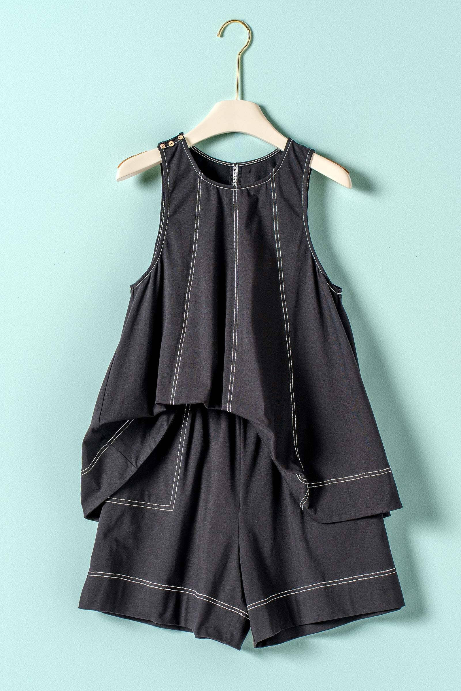 Urban Daizy Contrast Stitch Swing Top & Shorts Set Ivory Top & Pant Set (NOT Loungewear) - Women's (UDZ-AC-00240) – alternate view 2