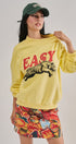 Easy Tiger Graphic Mock Neck Sweatshirt Brushed French Terry in YELLOW - Women's Sweatshirts & Hoodies | Urban Daizy