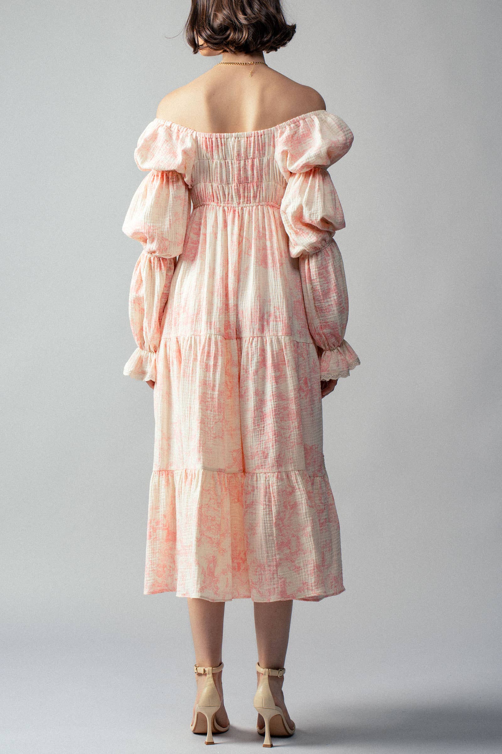 Urban Daizy Off-Shoulder Tiered Puff Sleeve Midi Dress Blue Dress - Women's (UDDR0211-Blue) – alternate view 20