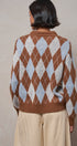 Argyle Polo Collar Sweater in BROWN MULTI - Women's Sweaters | Urban Daizy
