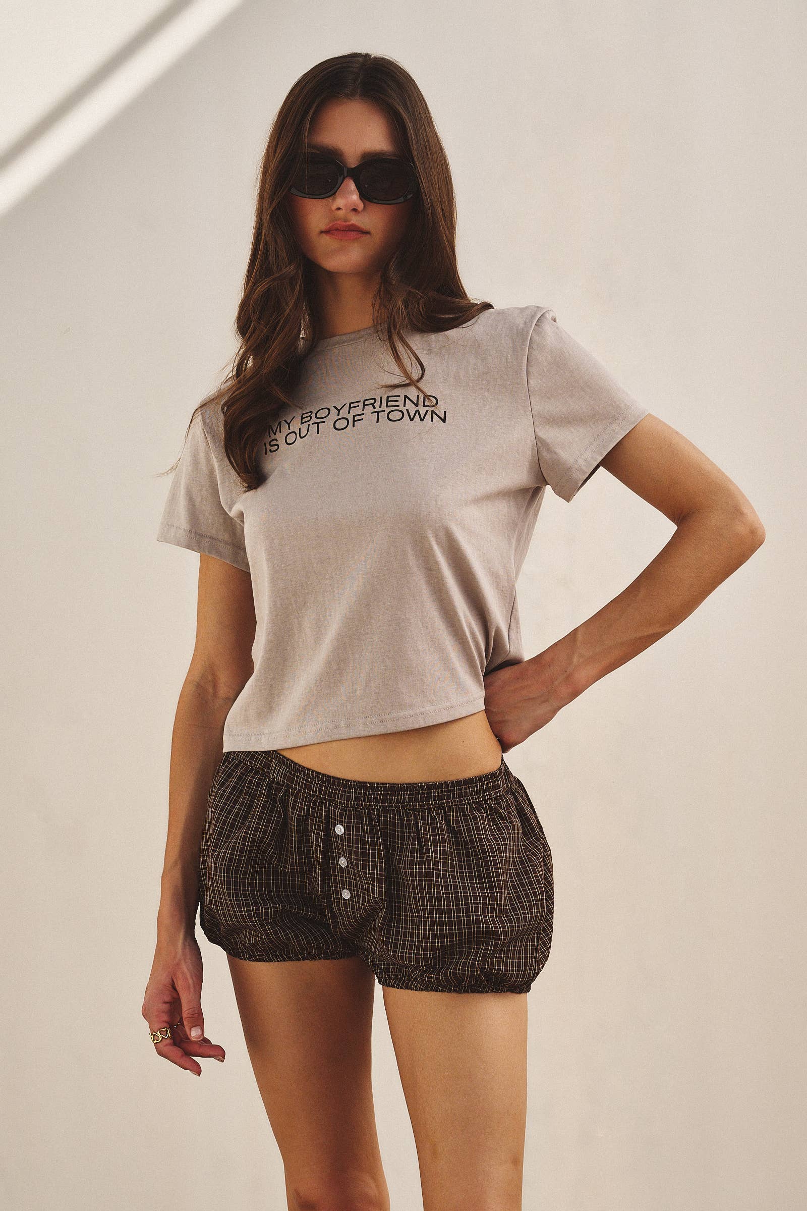 Urban Daizy Retro Plaid Button-Front Bloomer Shorts Brown Shorts - Women's (UDPT0176-Brown) – alternate view 10