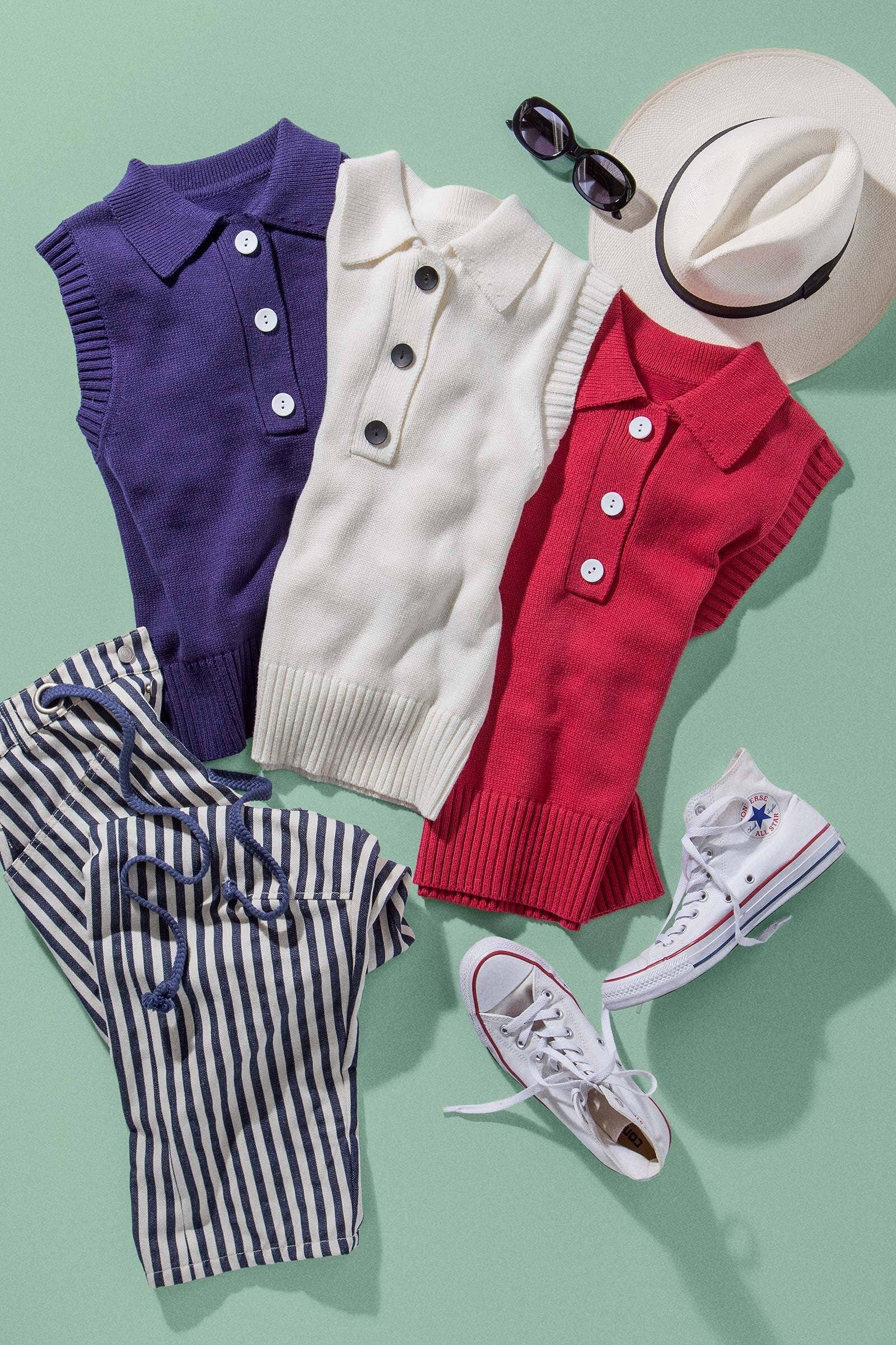 Polished Sleeveless Knit Polo Vest