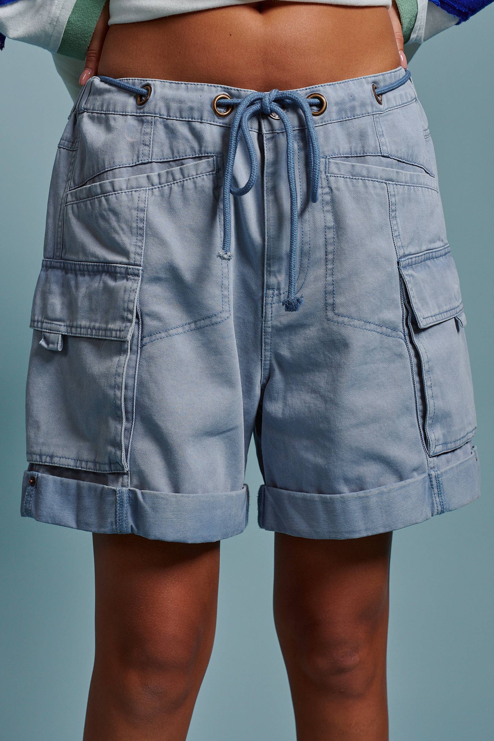 Mineral Wash Cotton Utility Cargo Shorts