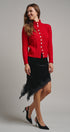 Cable Knit Mock Neck Button-Front Cardigan in RED - Women's Sweaters | Urban Daizy