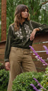 Embroidered Corduroy Western Shirt with Floral Stitch in OLIVE - Women's Shirts & Blouses | Urban Daizy