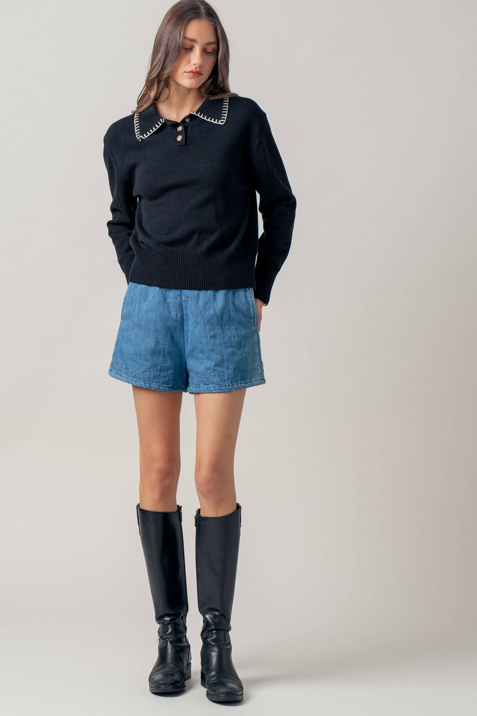 Modern Heritage Contrast Polo Knit Sweater