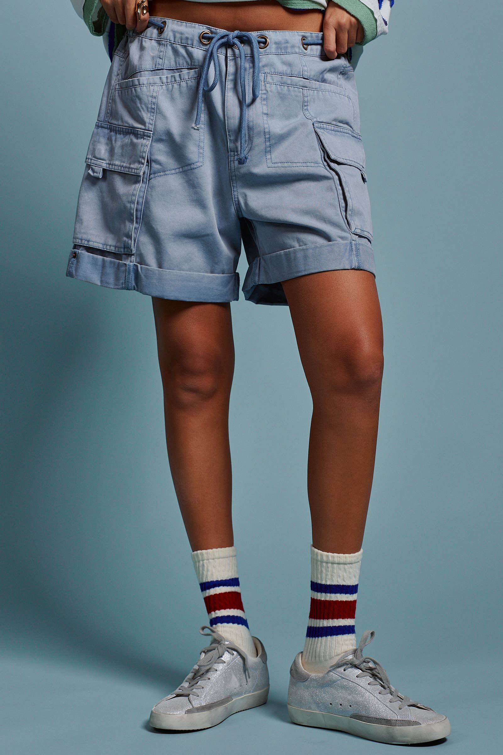 Mineral Wash Cotton Utility Cargo Shorts