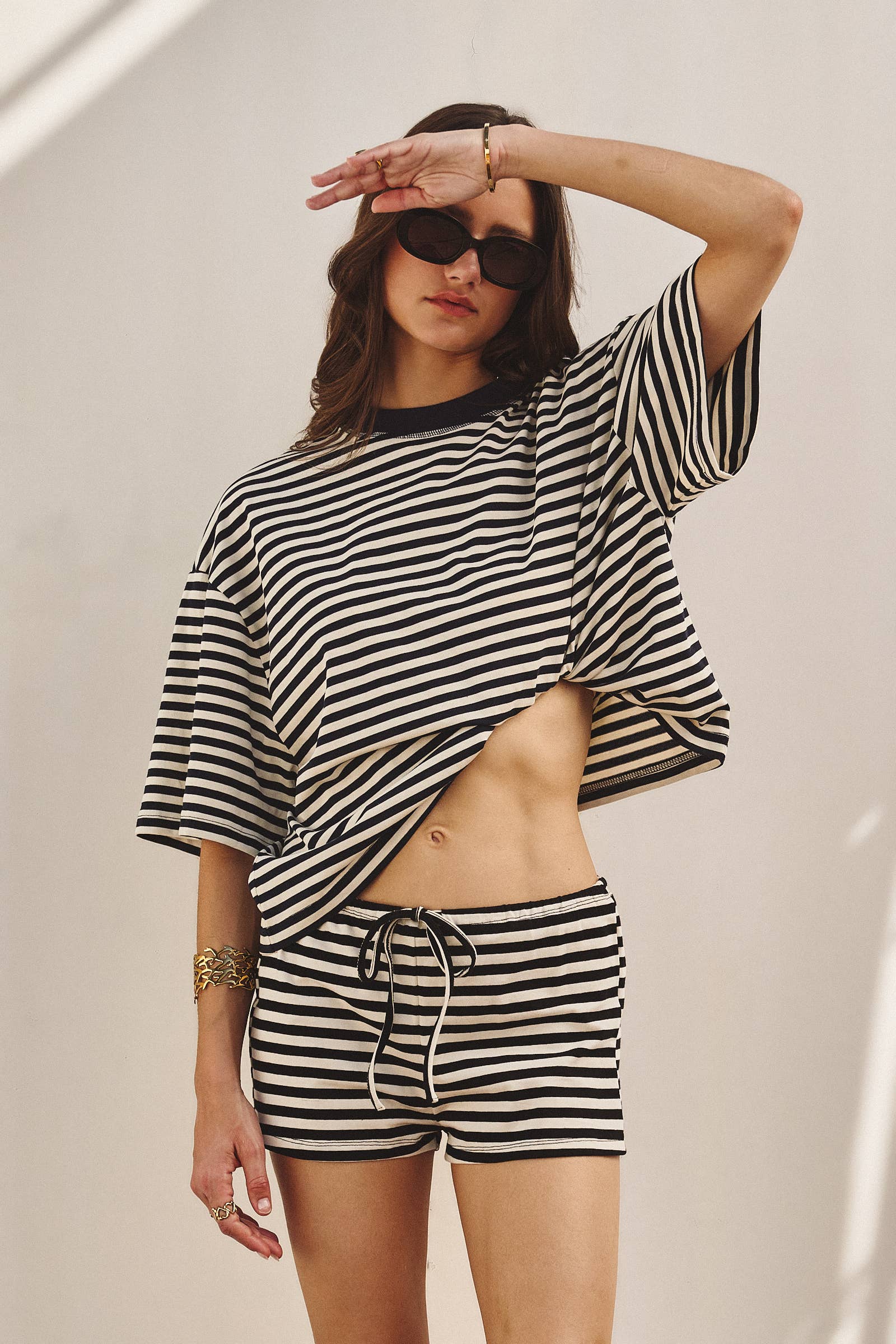 Coastal Striped Drawstring Lounge Shorts