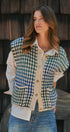 Popcorn Knit Button Front Sweater Vest Wool Blend in GREEN - Women's Sweater Vests | Urban Daizy