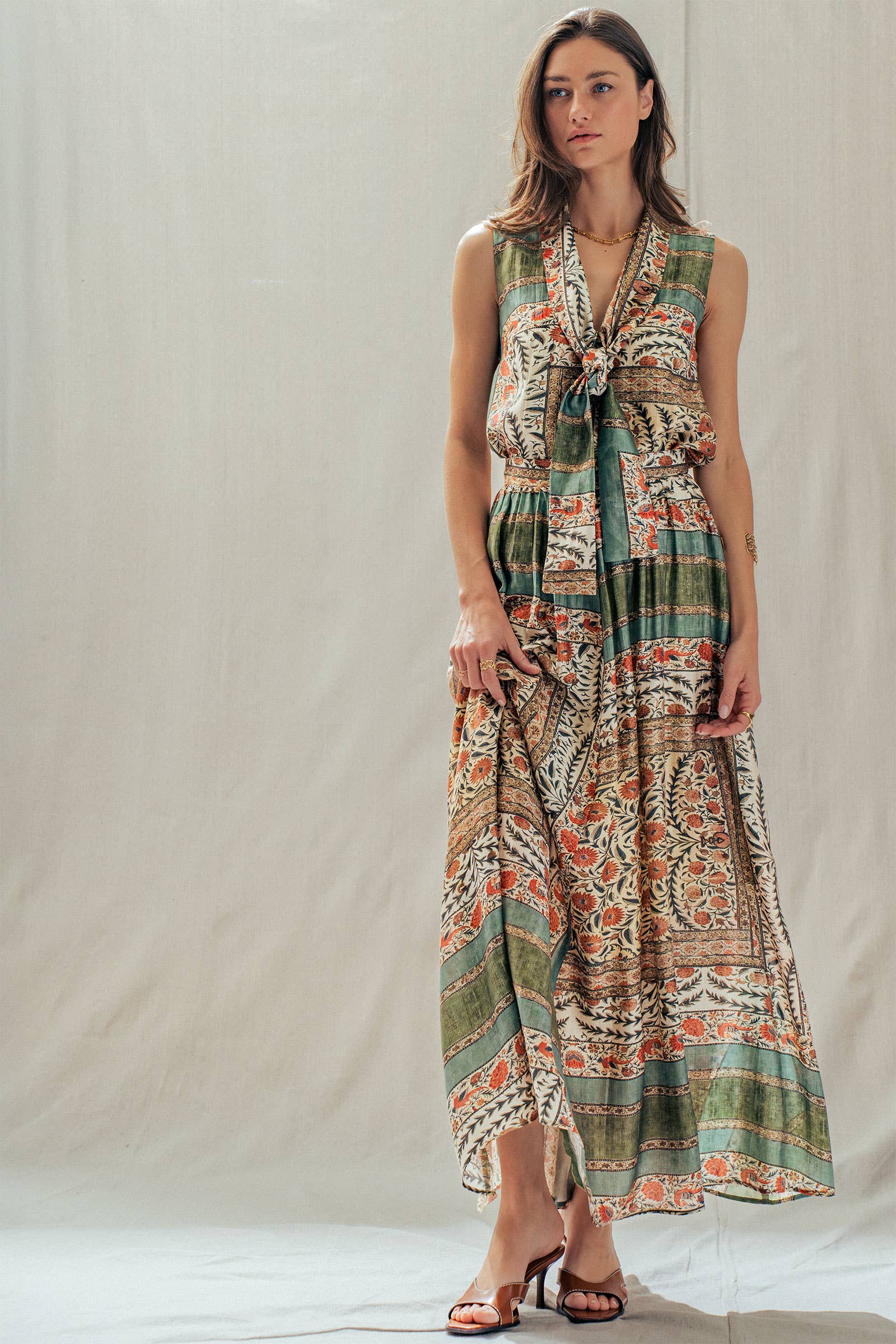 Urban Daizy Botanical Bird Print Tencel Blend Maxi Skirt Multi Skirt - Women's (UDSK0101-Multi) – alternate view 10