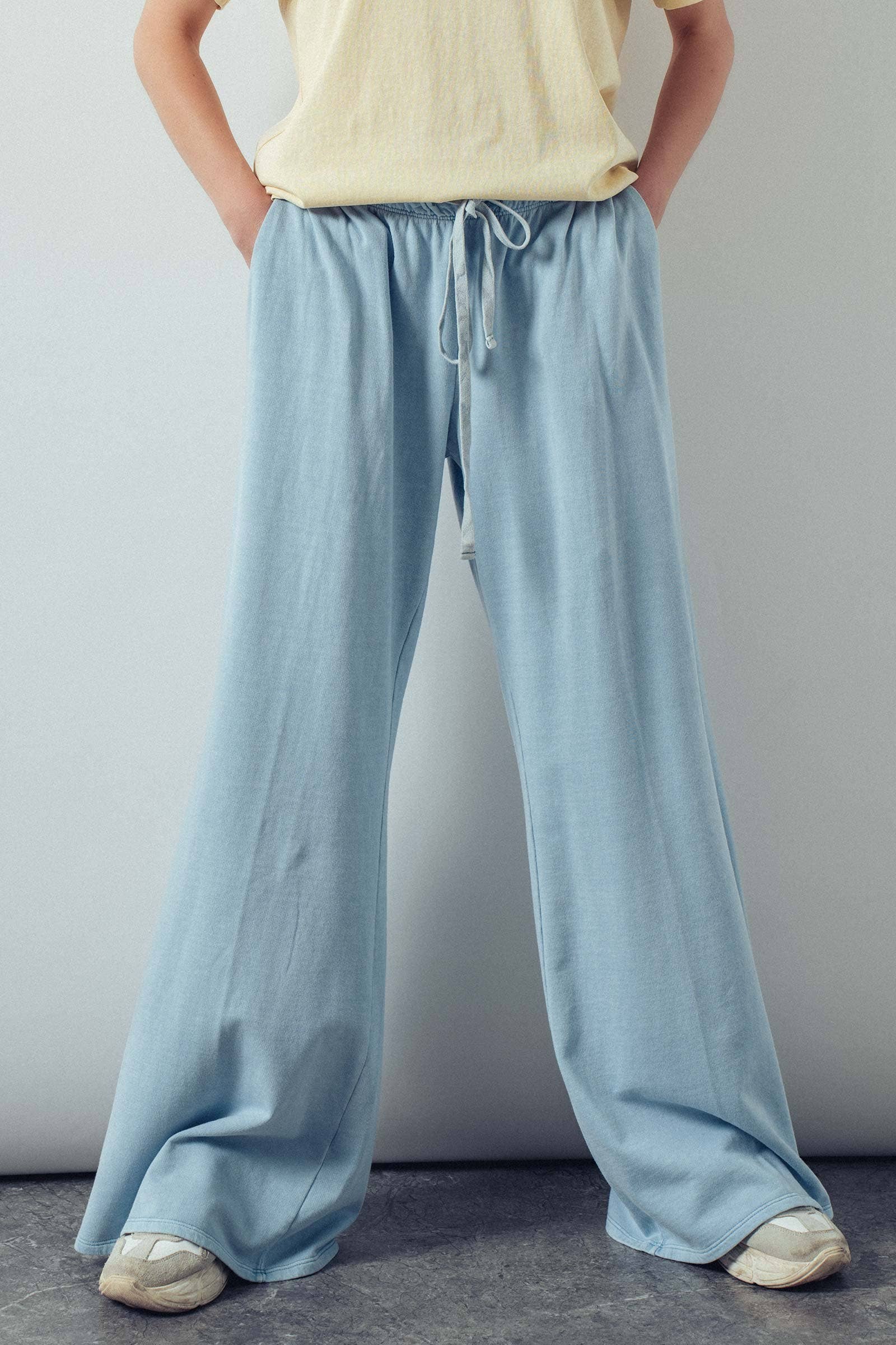 Cotton Wide Leg Drawstring Lounge Pants