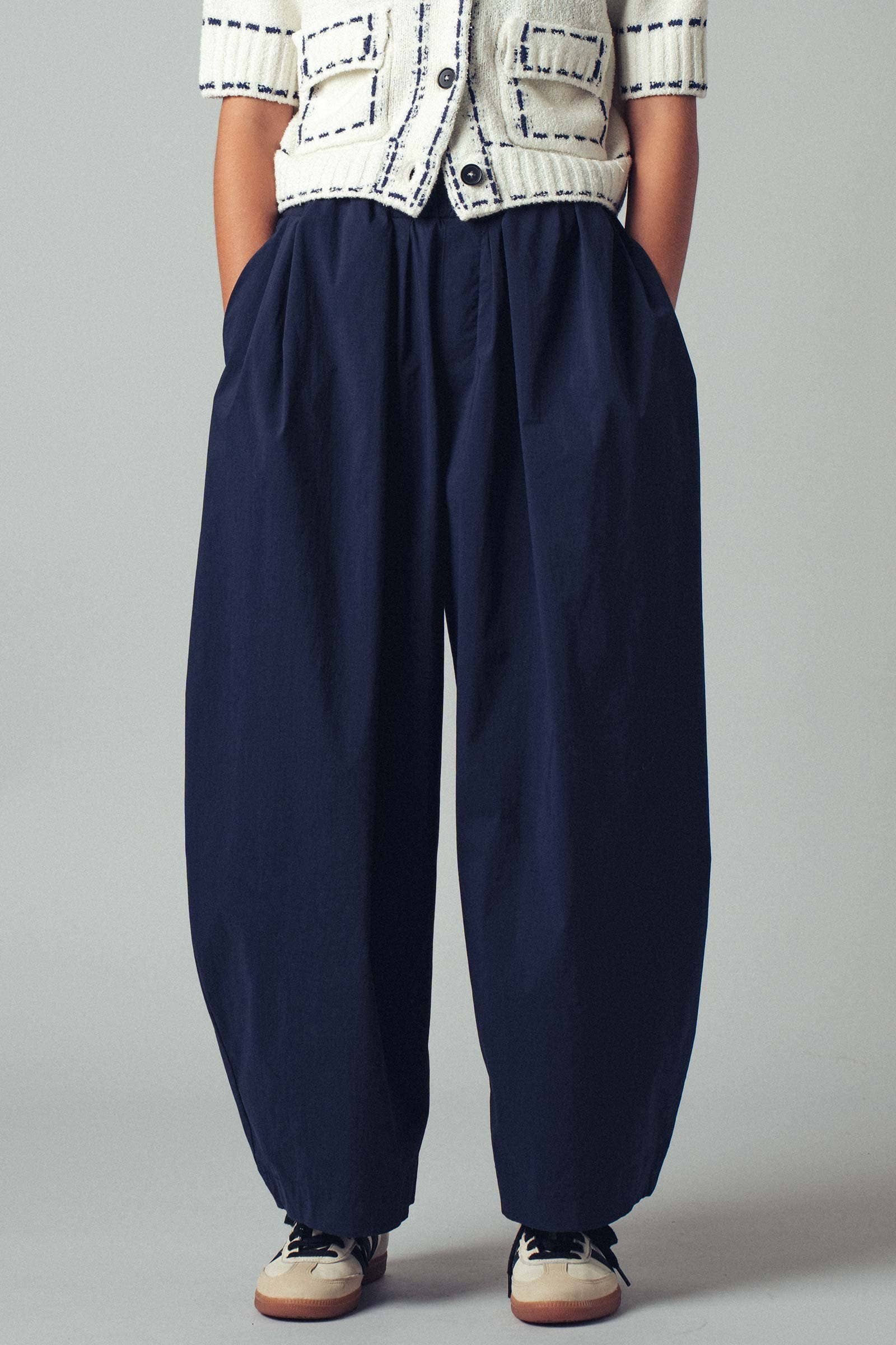 Contrast Waist Cocoon Leg Pants