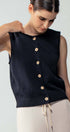 Urban Daizy Relaxed Button-Front Knit Sleeveless Top Black Sweater Vest - Women's (UDZ-SK-00127) – alternate view 2