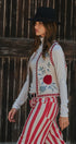 Floral Embroidered Corduroy Vest with Heart Vine Trim in IVORY - Women's Vests | Urban Daizy
