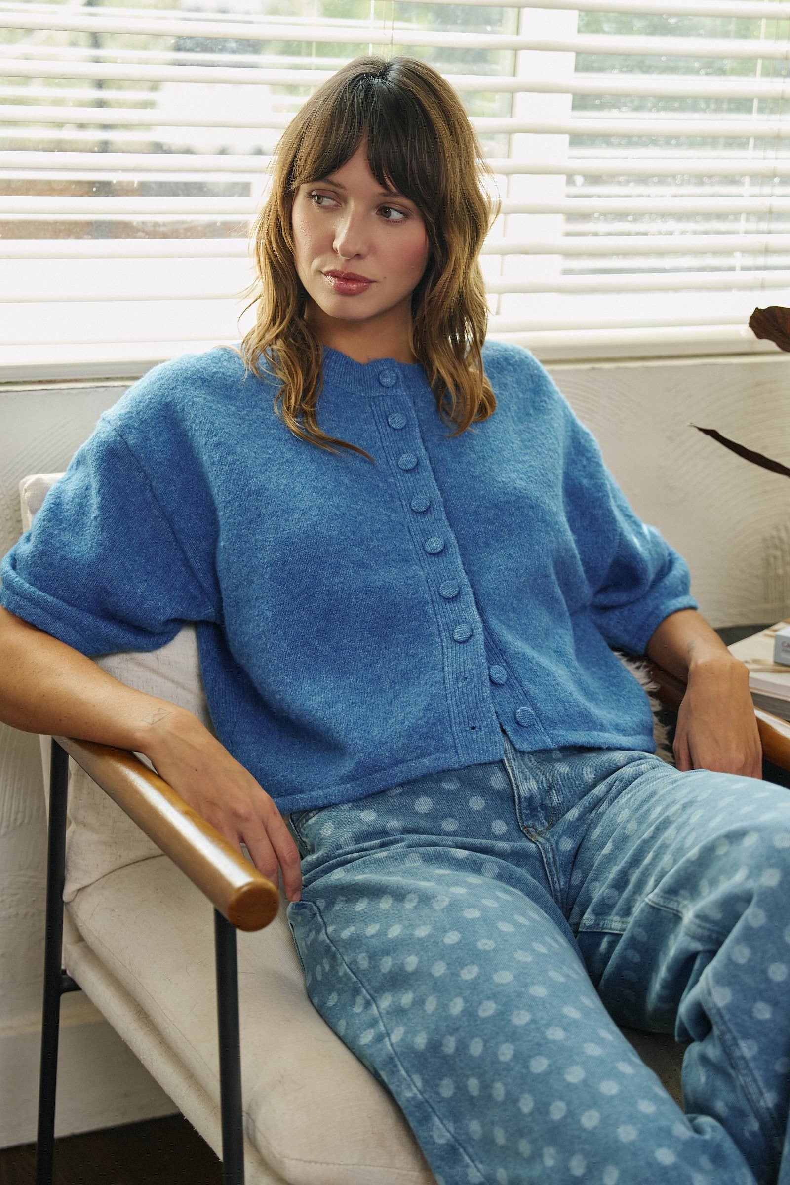 Soft Touch Elbow-Length Knit Cardigan in BLUE - Women's Cardigans & Shrugs | Urban Daizy