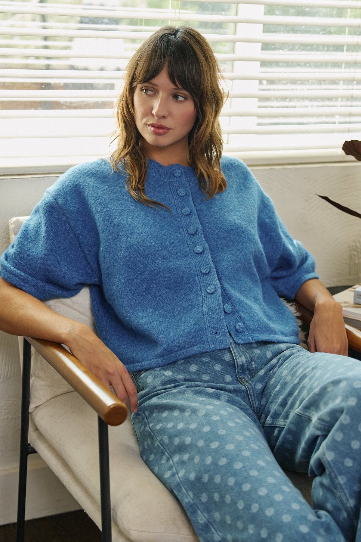 Soft Touch Elbow-Length Knit Cardigan in BLUE - Women's Cardigans & Shrugs | Urban Daizy