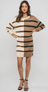 Urban Daizy Two-Tone Striped Knit Sweater Dress Cream-Multi Dress - Women's (UDZ-DR-00352) – alternate view 7