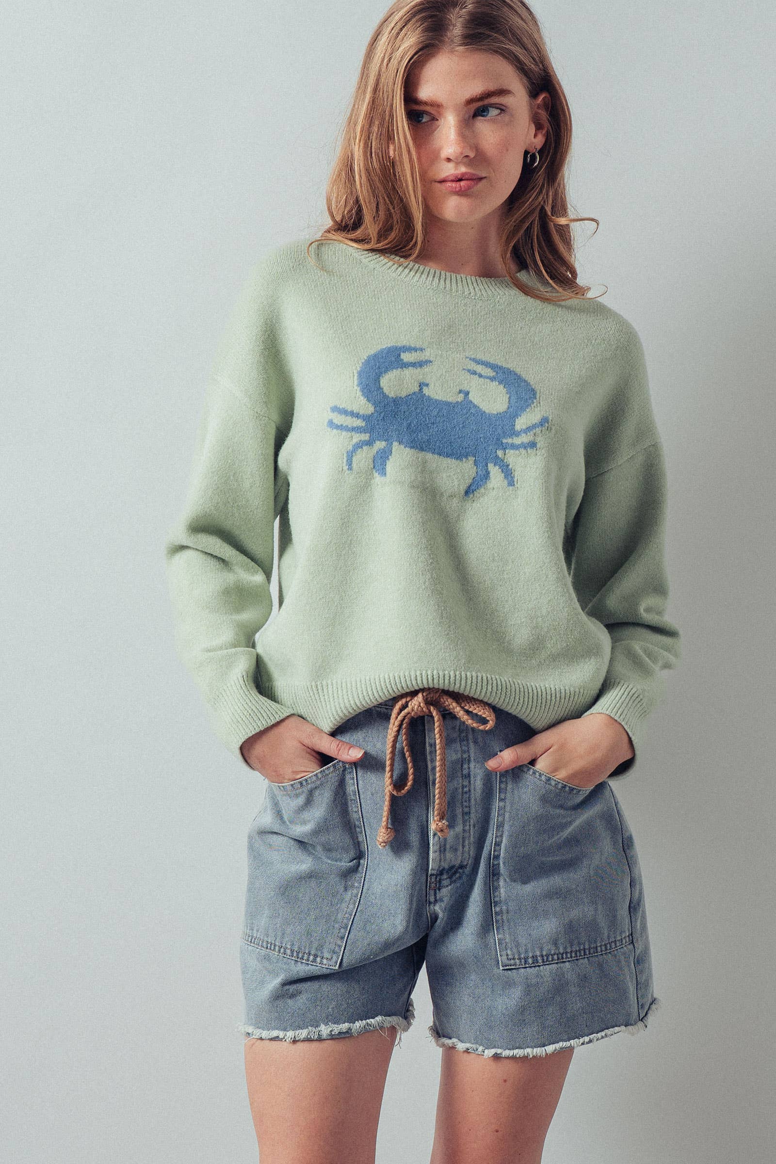 Crab Graphic Relaxed Knit Sweater
