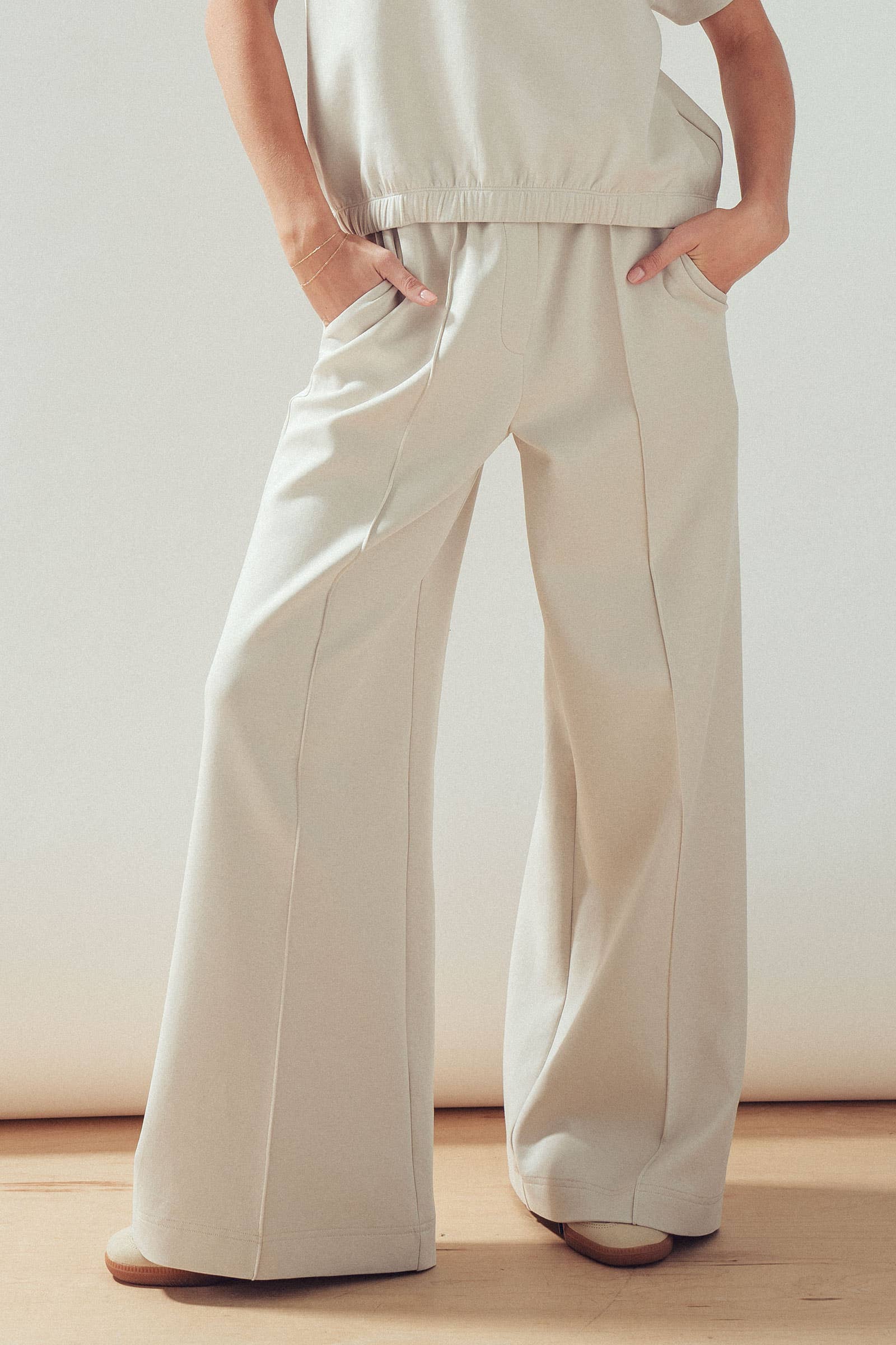 Seamed Front Wide Leg Lounge Pants