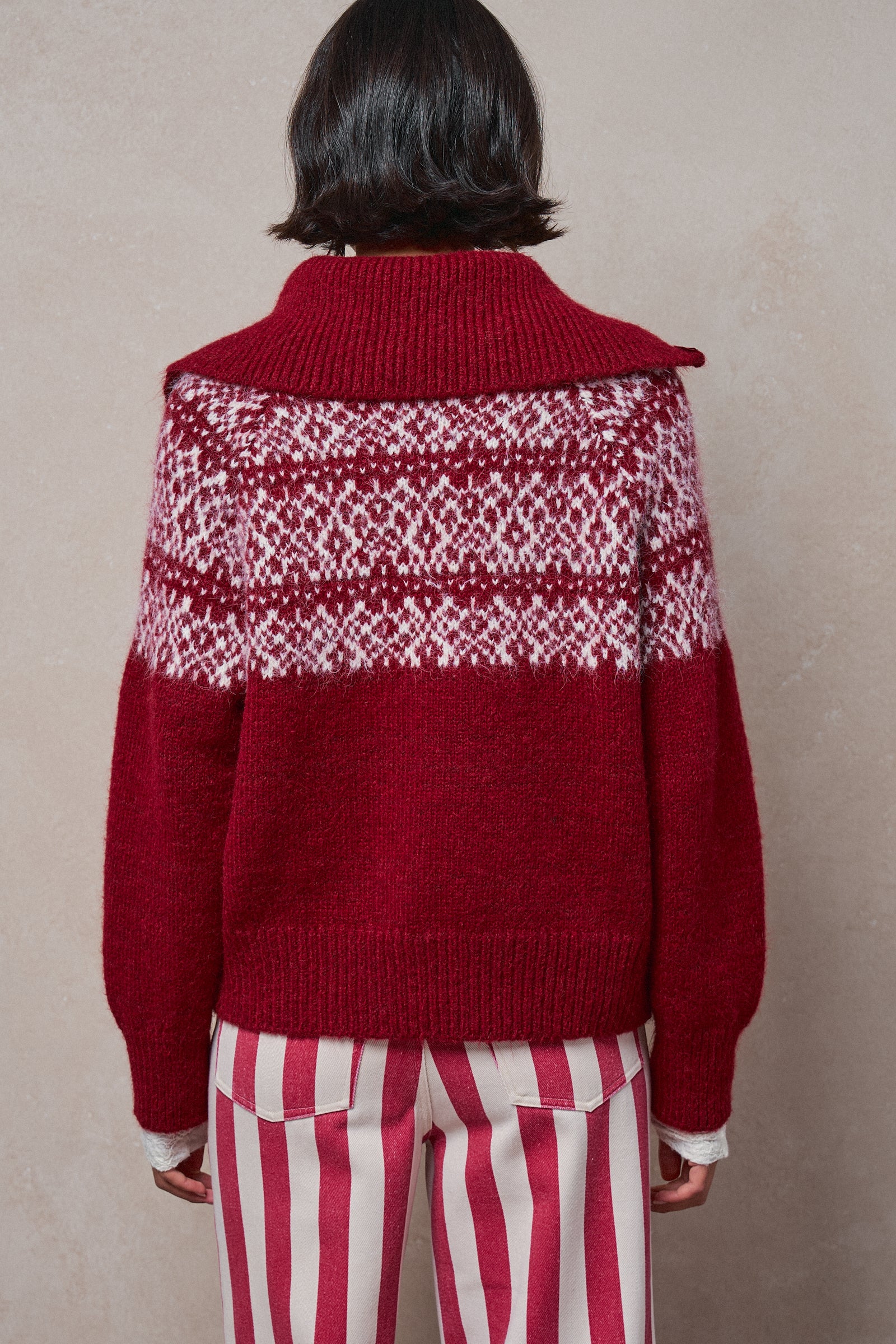 Nordic Fair Isle Zip Up Sweater Jacket