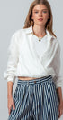 Linen Double Layer Wrap Blouse with Built-In Tank in WHITE - Women's Shirts & Blouses | Urban Daizy