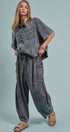Washed Utility Half-Placket Cropped Shirt in BLACK - Women's Tops | Urban Daizy