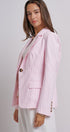 Pinstripe Single-Button Notch Lapel Blazer in LT PINK - Women's Fashion | Urban Daizy