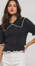 Urban Daizy Crochet Knit Ruffled Top Black Knit Top - Women's (UDZ-TP-00721) – alternate view 18
