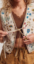Urban Daizy Floral Tapestry Tie-Front Boho Vest Beige-Multi Outerwear Vest - Women's (UDOW0299-Beige-Multi) – alternate view 6