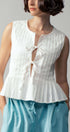 Urban Daizy Pleated Bow Front White Top Ivory Blouse - Women's (UDZ-DR-00389) – alternate view 14
