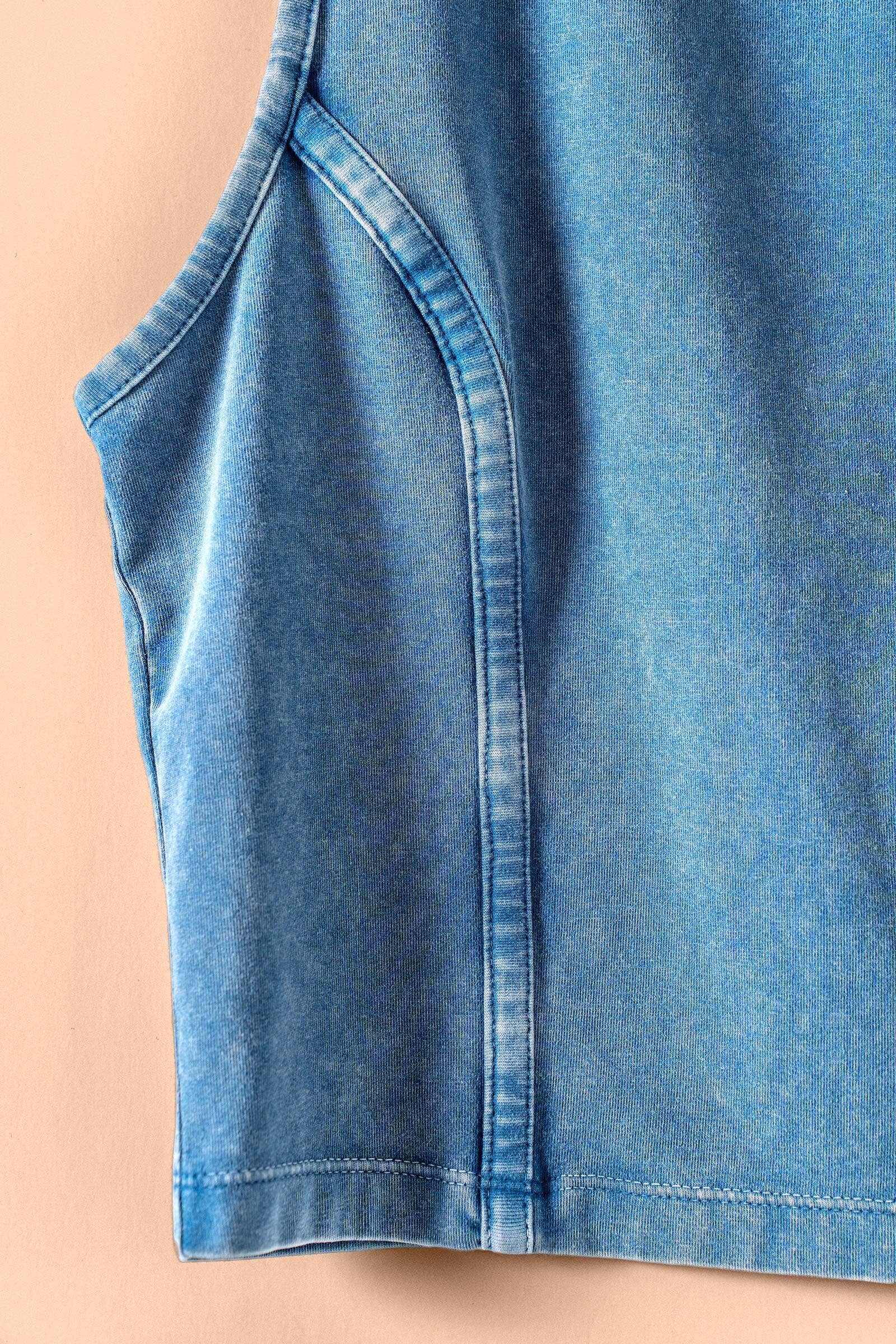 Urban Daizy Mineral Wash Cotton Crop Tank & Wide Leg Pant Set Navy Top & Pant Set (NOT Loungewear) - Women's (UDZ-AC-00242) – alternate view 3