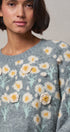 Embossed Floral Knit Sweater in GREY - Women's Sweaters | Urban Daizy
