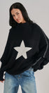 Star Intarsia Mock Neck Sweater in BLACK - Women's Sweaters | Urban Daizy